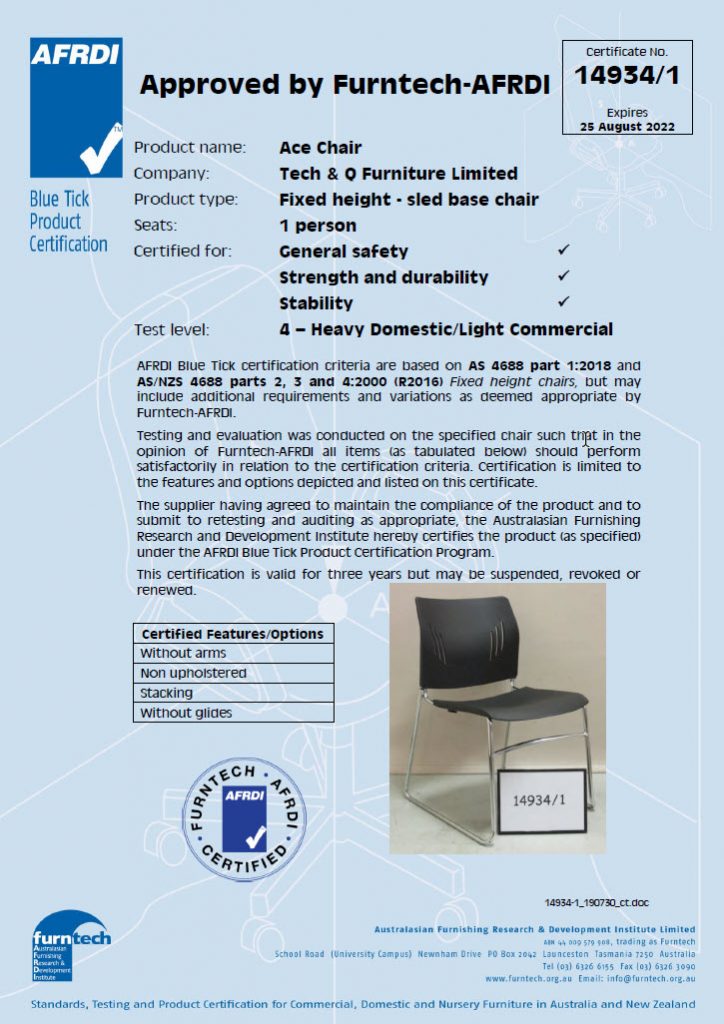AFRDI report of ACE-05C stacking chair